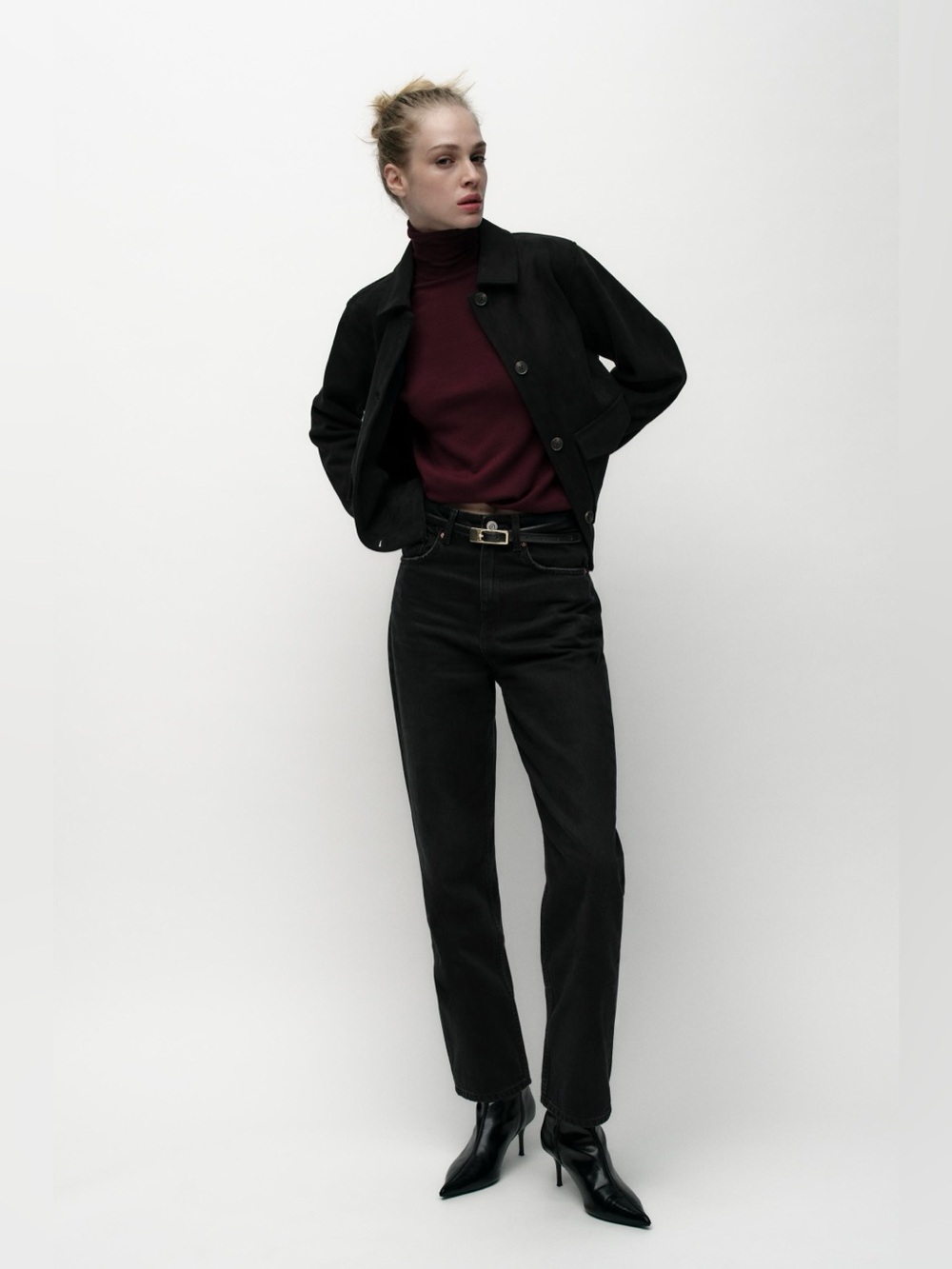 Zara Faux Suede Black Jacket Sz Small
